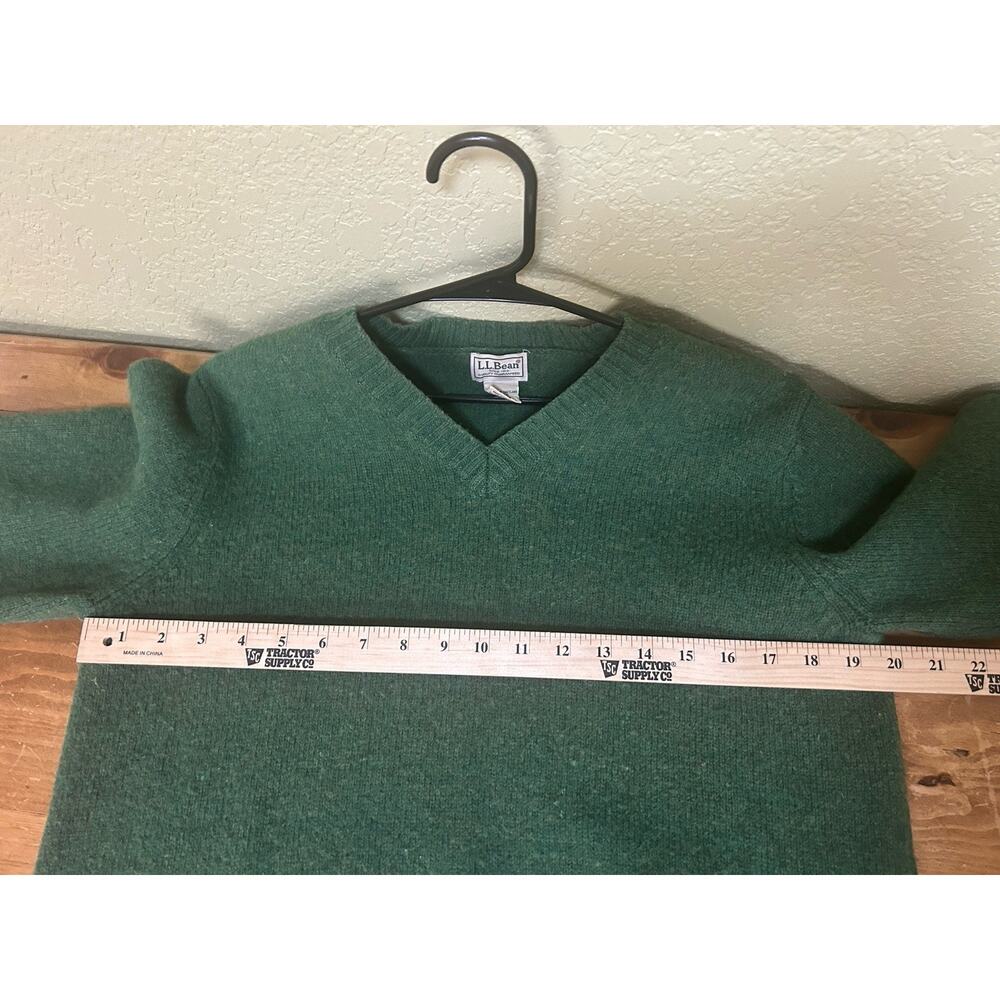 LL Bean Casual Green Sweater 100% Shetland Wool Sz Medium EUC - Picture 6 of 8
